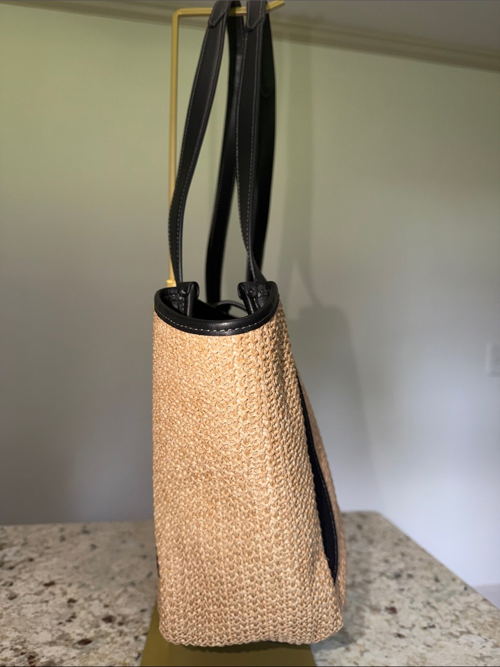 Coach Hadley Turnlock Straw and Leather Tote Bag - Picture 5 of 10